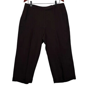 Talbots Retro Linen Chocolate Brown Wide Leg Cropped Pants Sz 16 Minimalist Chic